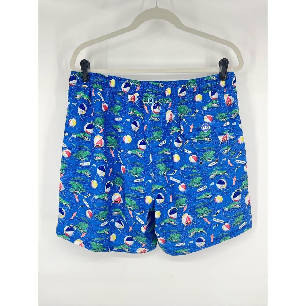 Peter Millar Crown Blue Alligator Golf Beach Print Swim 7” Trunks Mens Large - Picture 3 of 12